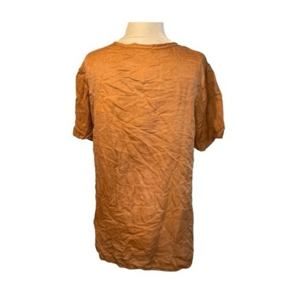 Project Social T Noelle Raw Silk Tee Cinnamon Brown V-Neck‎ Short Sleeve S - Picture 4 of 7